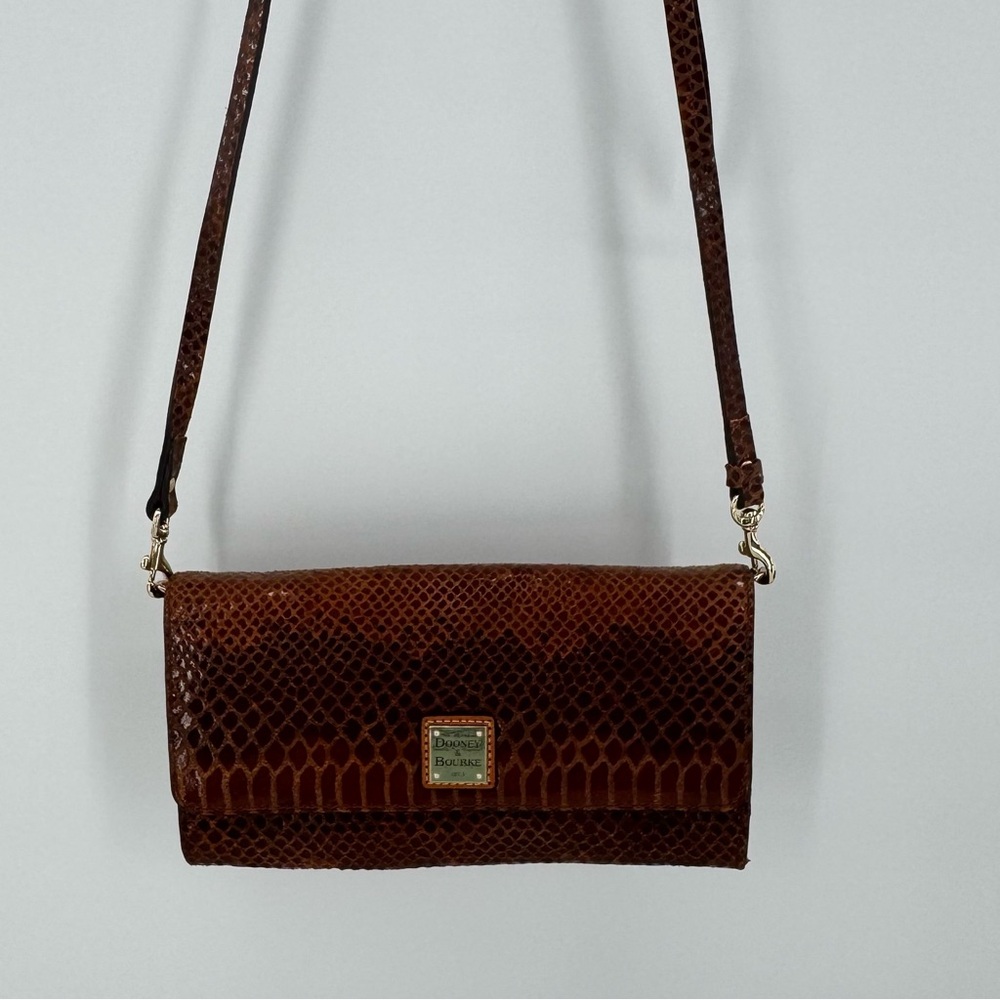 Dooney & Bourke Crossbody Shoulder Bag Brown Snake Print Purse Handbag - Picture 6 of 10
